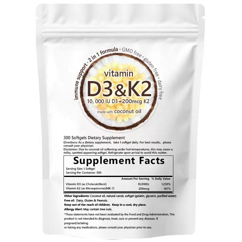 Vitamin D3 K2 10000 IU + 200mcg Supplement | Extra Strength with Coconut Oil | K2 as MK-7 | 180 Softgels | Immune Support | GMO-Free | Gluten-Free | Lab Tested - Organic Wellness Hub
