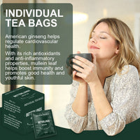 LOCRED Natural Mucus & Lung Detox Tea | Mullein Leaf & American Ginseng | Respiratory Support Herbal Tea ? 15 Individual Tea Bags