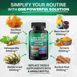 Sea Moss Black Seed Oil Ashwagandha Ginger Capsules 19,445mg - 16-in-1 Wellness Formula | Organic Wellness Hub