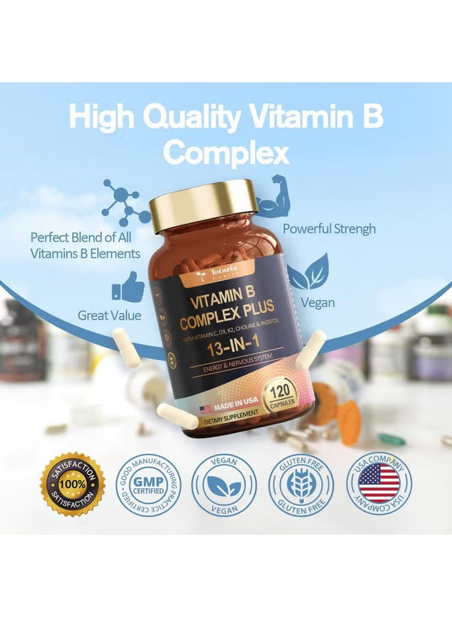 Totaria Health Vitamin B Complex Plus 13-in-1 3-Pack – Energy & Nervous System Support | 360 Capsules | Organic Wellness Hub