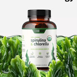 Organic Spirulina & Chlorella Capsules 120 Count | Super Greens Detox Supplement | Organic Wellness Hub