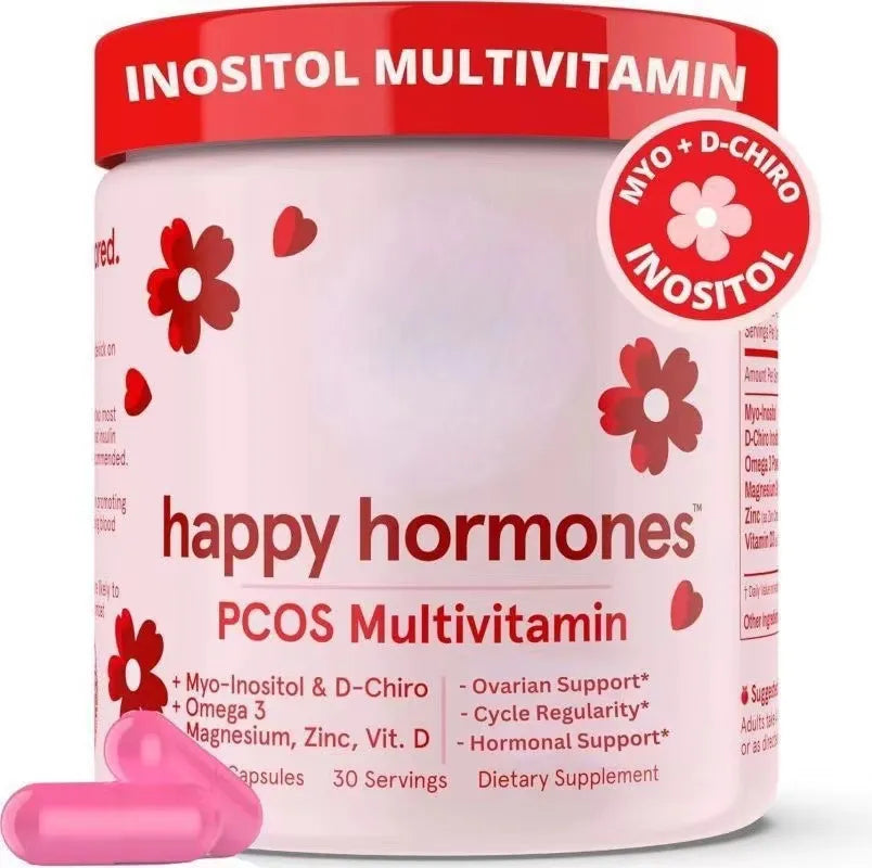 Happy Hormones PCOS Multivitamin 3 Pack | Myo-Inositol & D-Chiro Formula | 90 Servings Total | Organic Wellness Hub