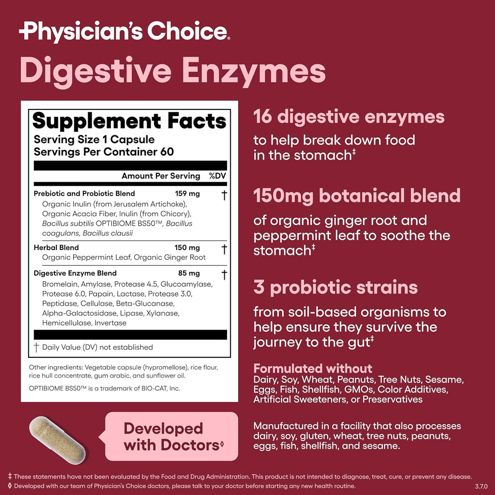 3-Pack Premium Digestive Enzymes with Probiotics & Prebiotics | 16 Enzymes | 1B CFUs | 180 Capsules – Organic Wellness Hub