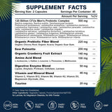 Men's Probiotics 120 Billion CFUs | 24 Strains | Prebiotics, Enzymes & Amino Acids | Digestive & Prostate Health | 90 Veggie Capsules