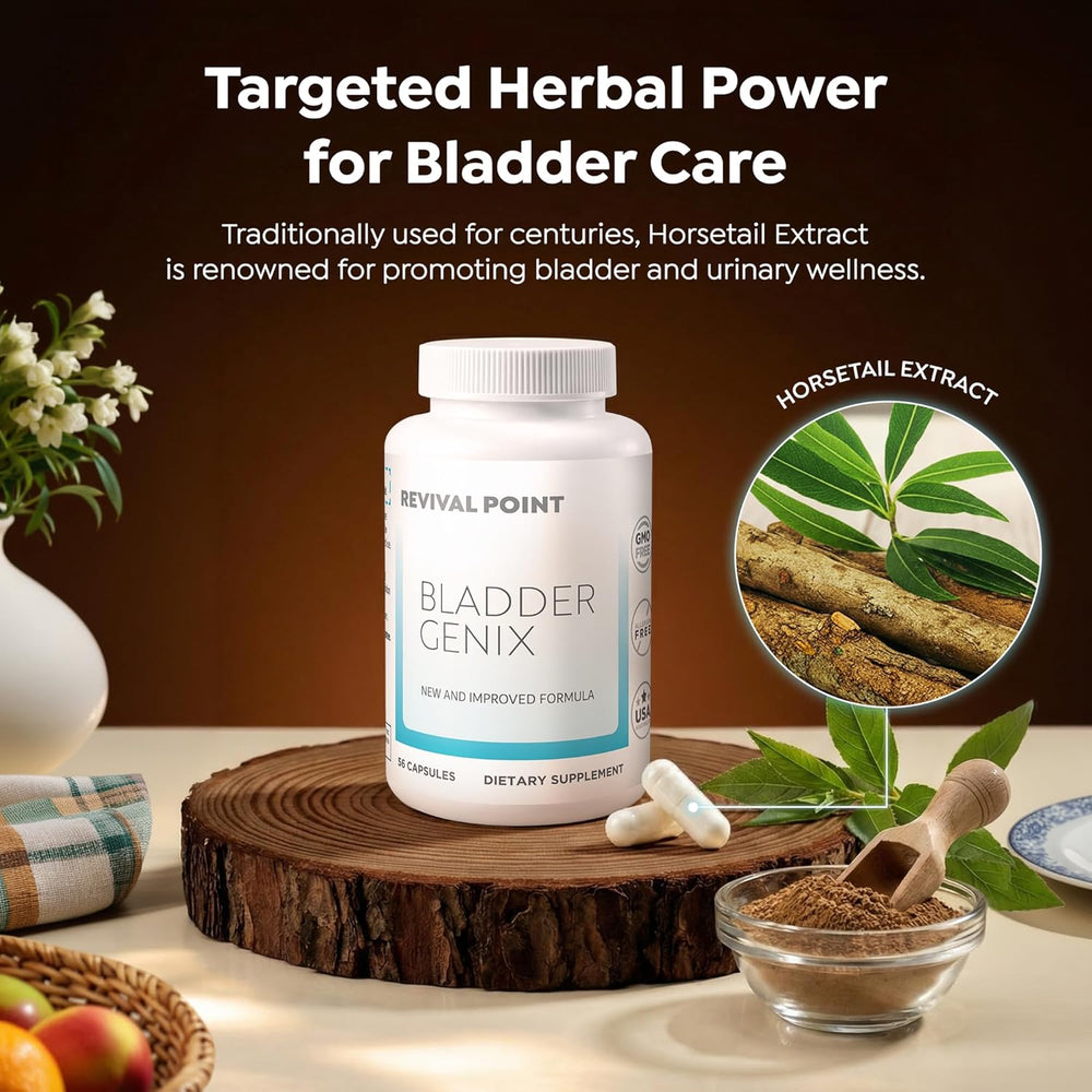 BladderGenix Capsules by Revival Point | New Formula | GMO Free | Allergen Free | Bladder Support Supplement | 56 Capsules | USA Assembled