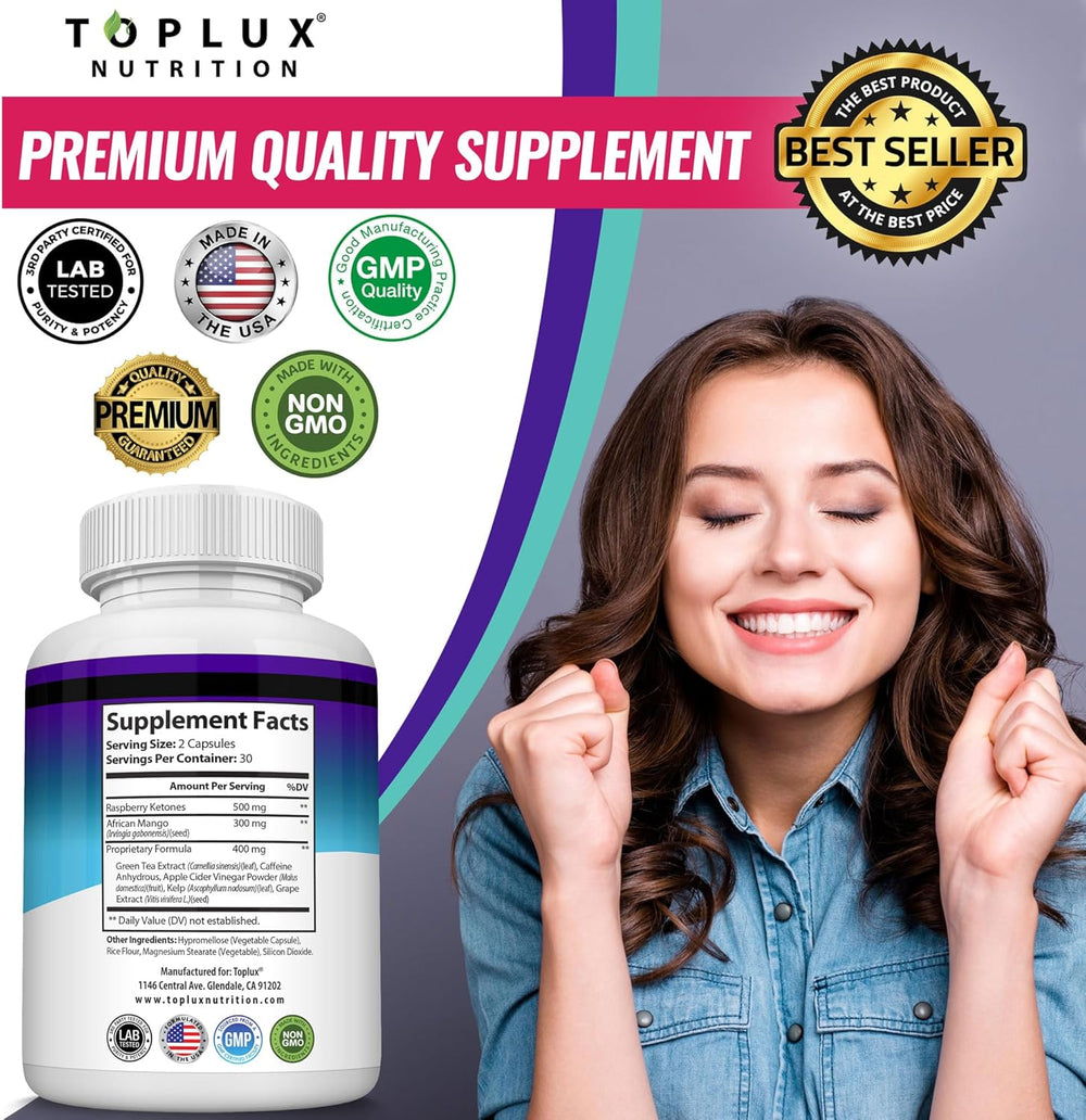 Toplux Nutrition Keto Burn 1200mg | Ketosis Formulation | Ultra Ketones | 60 Capsules | Vegan & Non-GMO | Lab Tested | Organic Wellness Hub