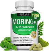 Moringa Capsules 3-Pack Bundle – 1200mg | Ultra High Purity | Vegan & Non-GMO | Lab Tested | Organic Wellness Hub