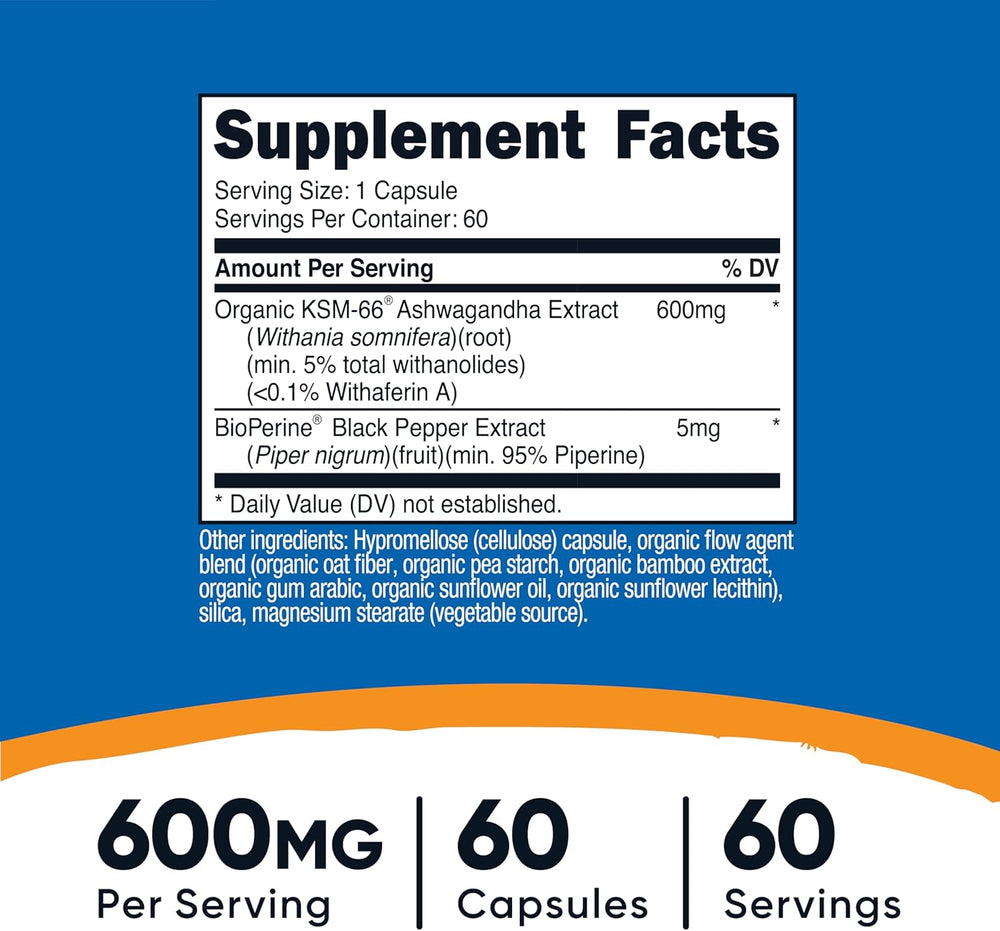 Nutricost KSM-66 Ashwagandha Root Extract 600mg (3 Pack) – 180 Capsules Total | Premium Adaptogenic Supplement | Organic Wellness Hub