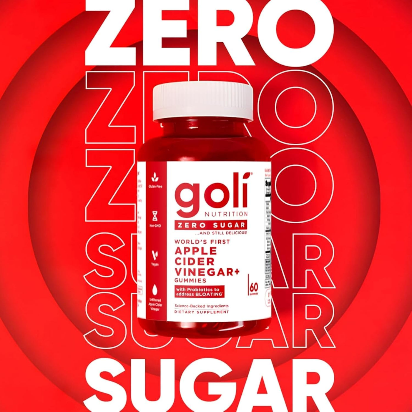 Goli Apple Cider Vinegar Plus Gummies Zero Sugar 3 Pack | 180 Gummies | Worlds First ACV Gummy | With Probiotics for Bloating | Unfiltered ACV | Vegan Non GMO Gluten Free Dietary Supplement