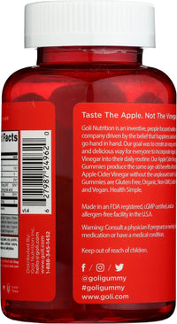 Goli Apple Cider Vinegar Gummies 3 Pack | 180 Pieces | Worlds First ACV Gummy | With the Mother | Organic | Gluten Free | Non GMO | Vegan | Digestive Weight and Immune Support Supplement