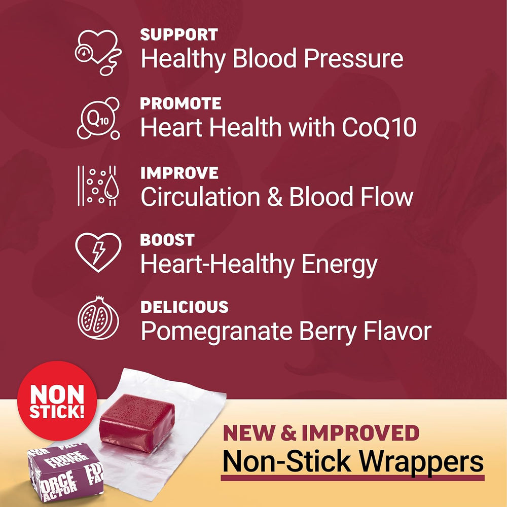Force Factor Total Beets Ultimate Heart Health + Blood Pressure Support | 60 Soft Chews | Organic Wellness Hub