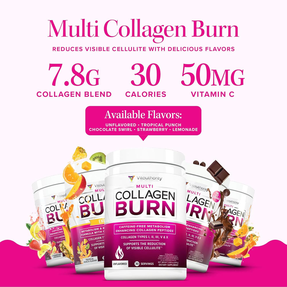 Multi Collagen Burn Capsules - Caffeine-Free Metabolism Boost & Visible Cellulite Reduction | Organic Wellness Hub