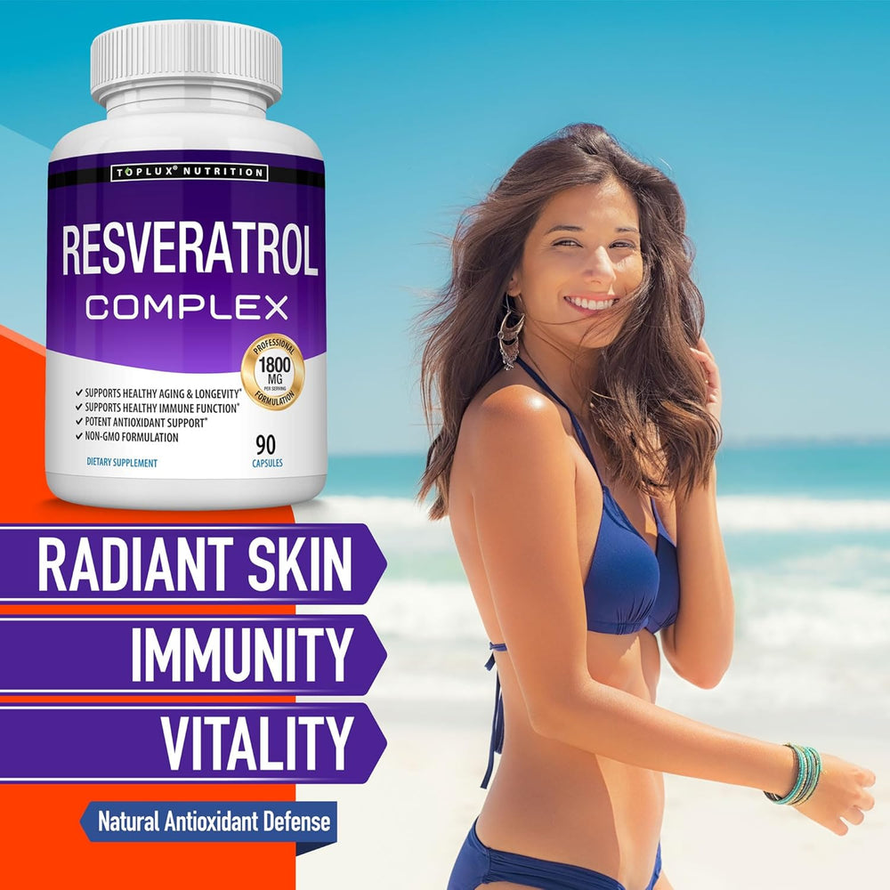 Resveratrol Complex 1800mg Natural Antioxidant 90 Capsules | Lab Tested & Quality Guaranteed | Organic Wellness Hub