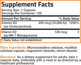Bronson Vitamin K2 + D3 Extra Strength 120 Capsules – Bone, Heart & Immune Support | Organic Wellness Hub