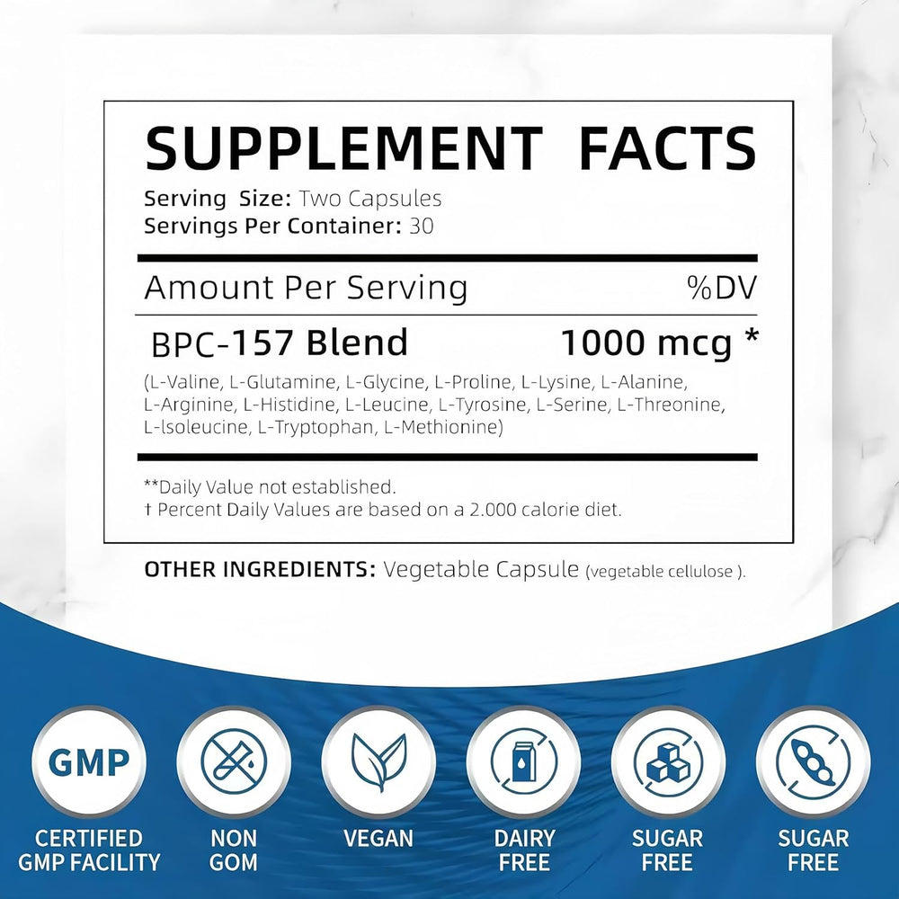 BPC-157 1000mcg Capsules | Muscle Recovery & Tissue Support Supplement | Organic Wellness Hub
