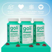 Goli Nutrition Zero Sugar 3-in-1 Pre+Post+Probiotics Gummies — 3-Pack Bundle (180 Gummies) | Lab Tested | Science-Backed | Digestive Health, Immune Support & Balanced Gut Supplement