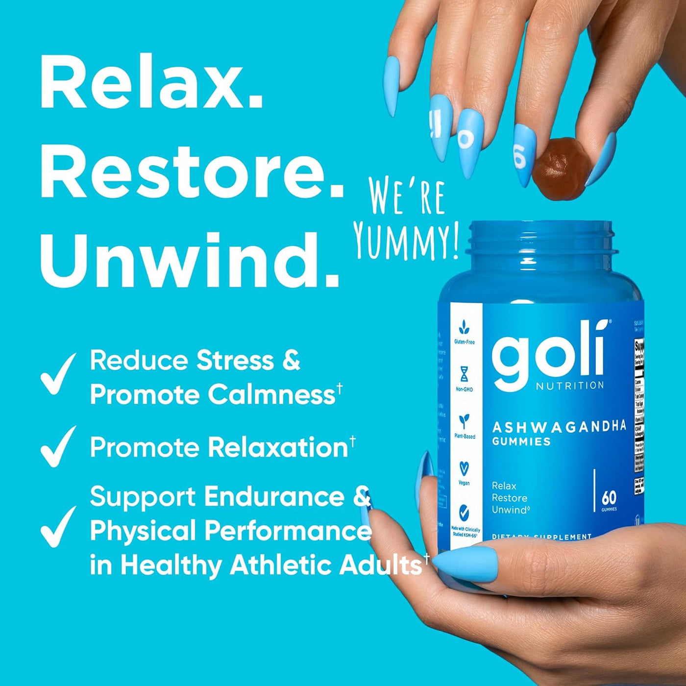 Goli Nutrition Ashwagandha Gummies 3 Pack | 180 Gummies | KSM 66 Clinically Proven | Relax Restore Unwind | Mixed Berry | Stress Relief | Sleep Support | Vegan Non GMO Gluten Free