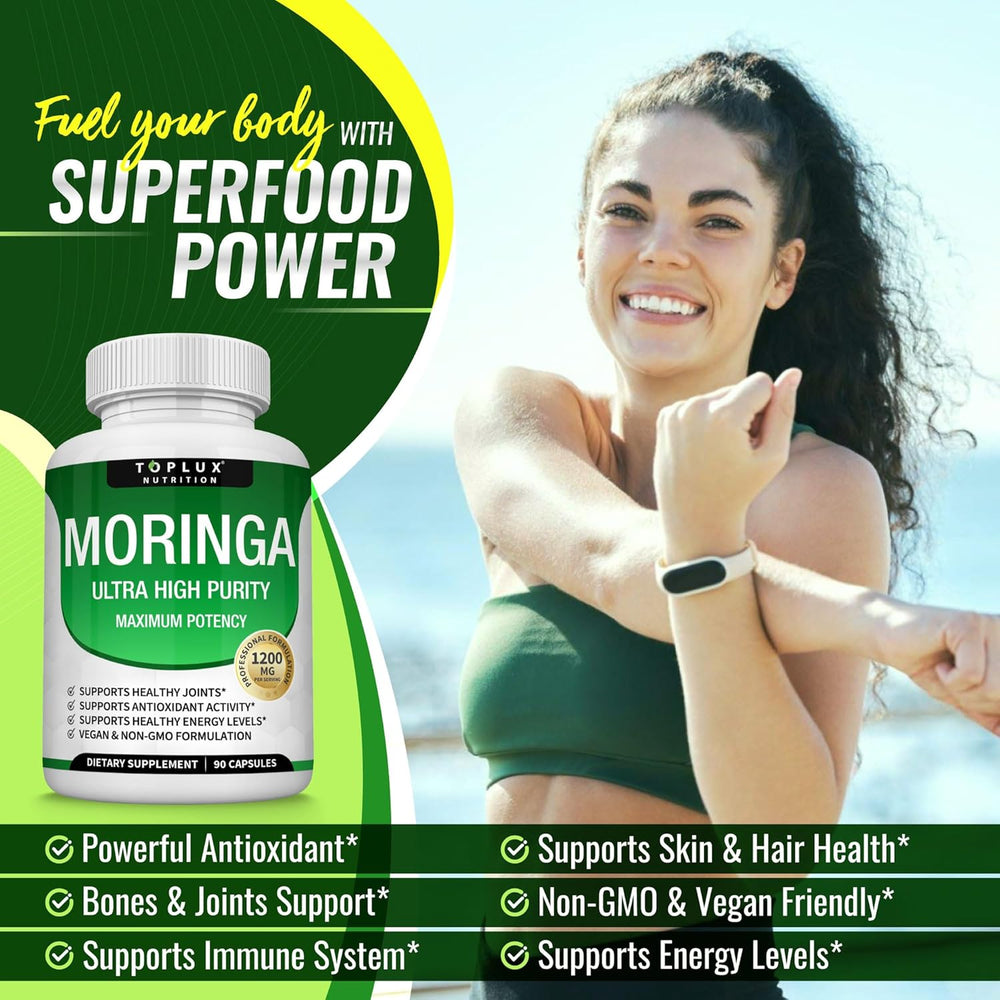 Moringa Capsules 3-Pack Bundle – 1200mg | Ultra High Purity | Vegan & Non-GMO | Lab Tested | Organic Wellness Hub