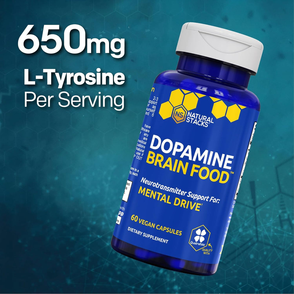 Natural Stacks Dopamine Brain Food-Caffeine-Free Nootropic for Focus & Mental Drive | 60 Vegan Capsules | Organic Wellness Hub