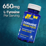 Natural Stacks Dopamine Brain Food-Caffeine-Free Nootropic for Focus & Mental Drive | 60 Vegan Capsules | Organic Wellness Hub