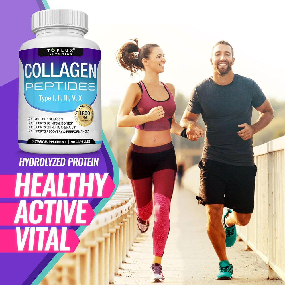 Collagen Peptides Capsules – 5 Types (I, II, III, V, X) | 1800mg Per Serving | Lab Tested | Organic Wellness Hub