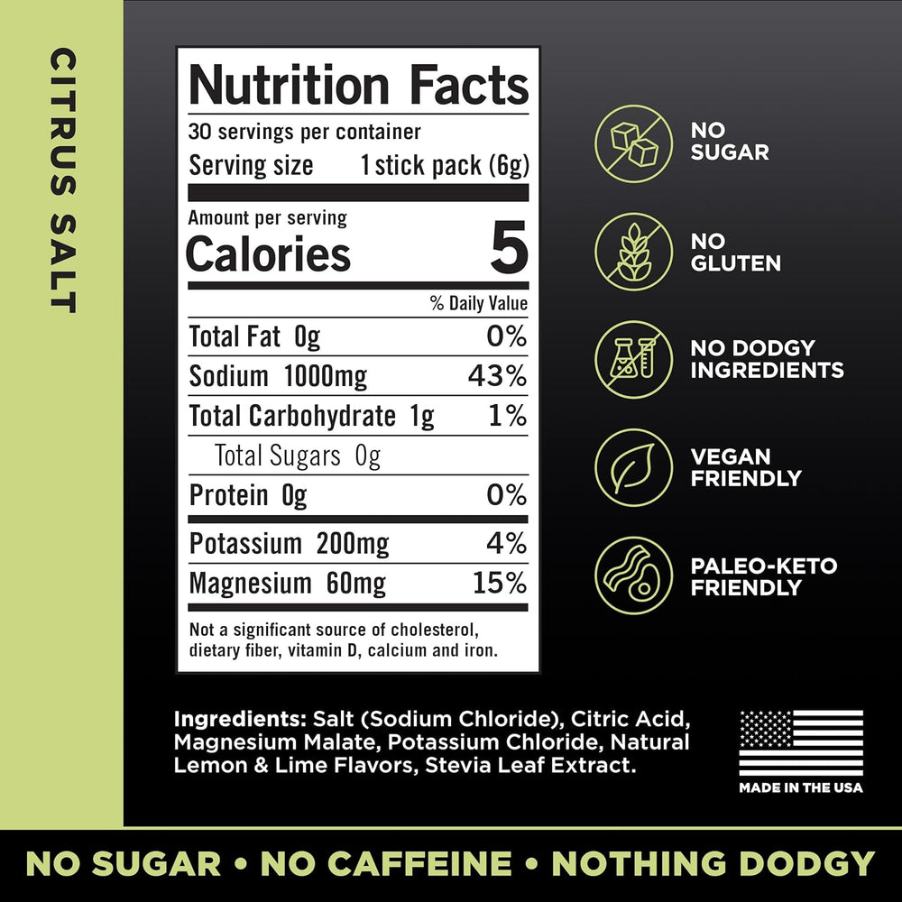 LMNT Electrolyte Drink Mix Citrus Salt 4x30 Stick Packs | 1000mg Sodium | No Sugar | Lab Tested | Organic Wellness Hub