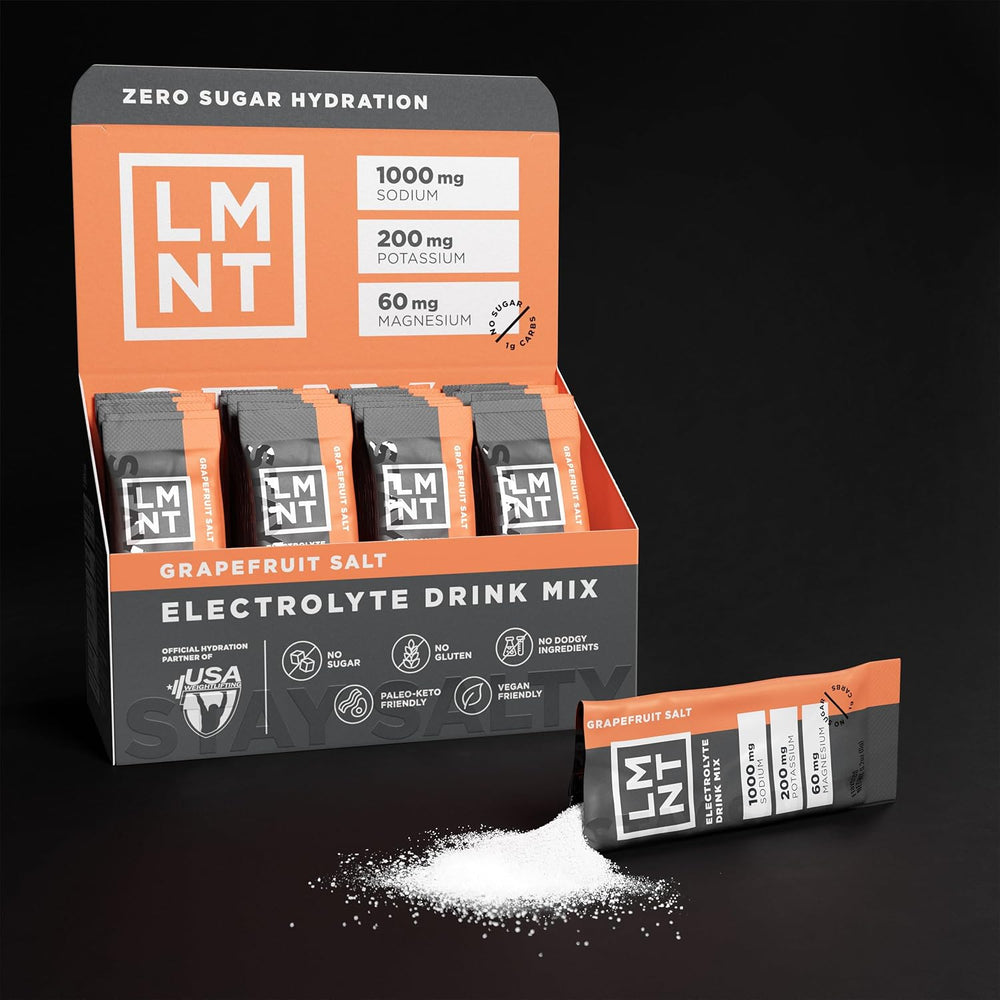 LMNT Electrolyte Drink Mix Grapefruit Salt 4x30 Stick Packs | 1000mg Sodium | No Sugar | Lab Tested | Organic Wellness Hub