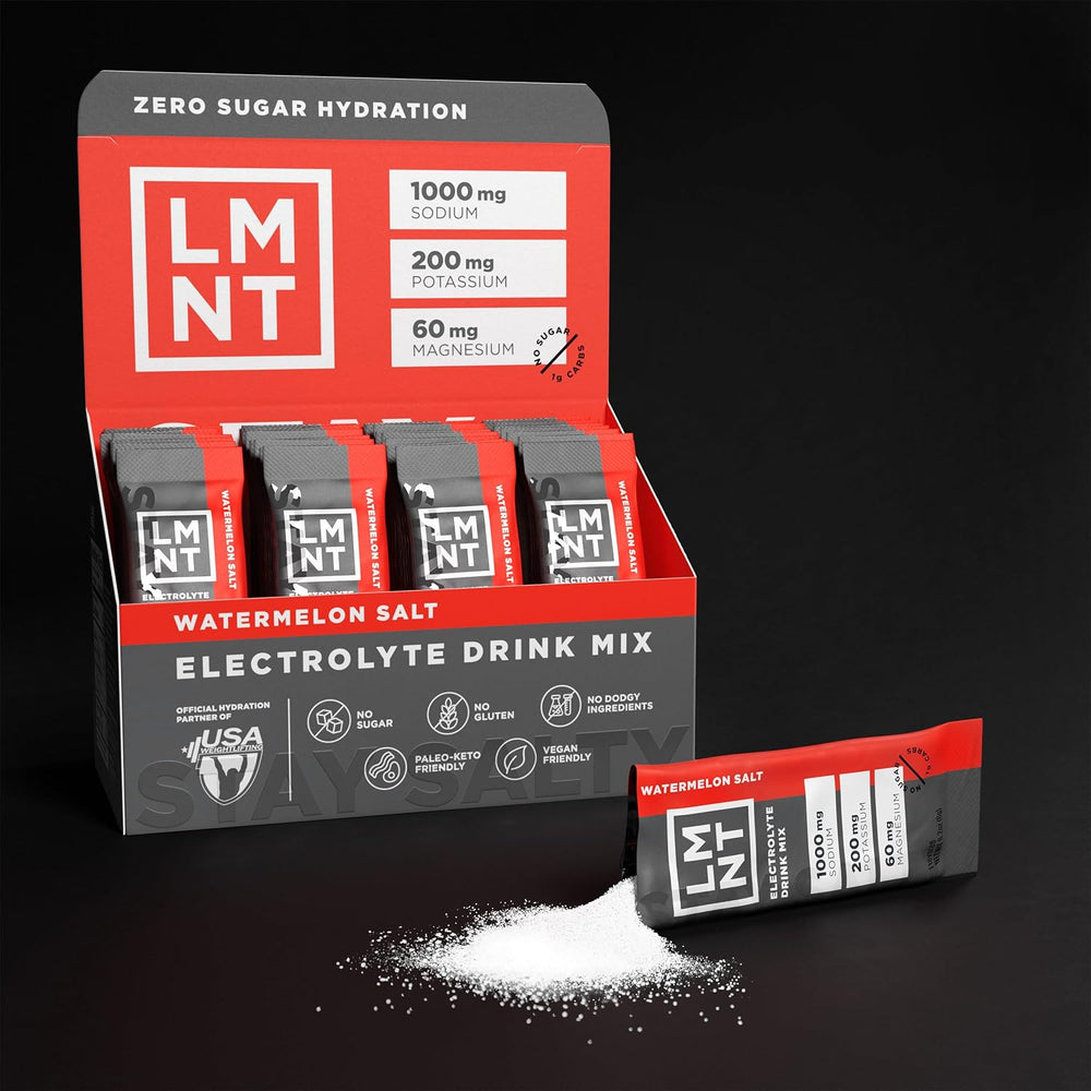 LMNT Electrolyte Drink Mix Watermelon Salt 30 Stick Packs (Pack of 4) | Lab Tested Hydration Support | Organic Wellness Hub