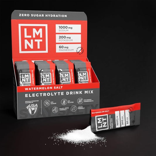 LMNT Electrolyte Drink Mix Watermelon Salt 30 Stick Packs (Pack of 4) | Lab Tested Hydration Support | Organic Wellness Hub