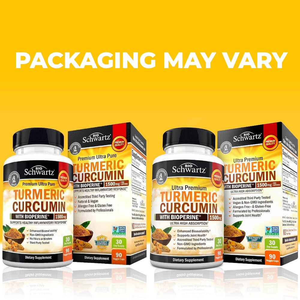 BioSchwartz Ultra Premium Turmeric Curcumin with BioPerine 1500mg (3 Pack) – 270 Veggie Capsules | High Absorption Formula | Organic Wellness Hub