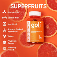 Goli Superfruits Gummies 3-Pack | Gluten-Free, Vegan, Non-GMO Beauty & Wellness Supplement — 180 Pieces