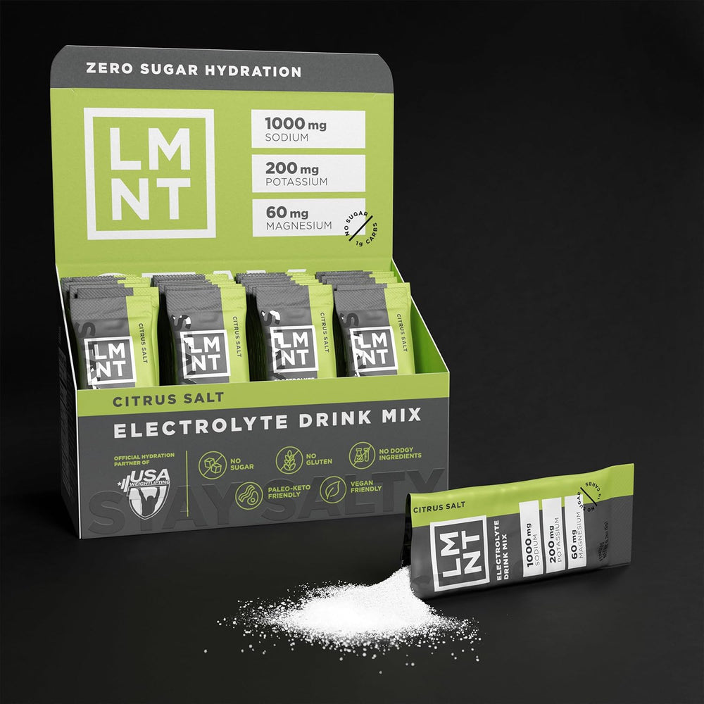 LMNT Electrolyte Drink Mix Citrus Salt 4x30 Stick Packs | 1000mg Sodium | No Sugar | Lab Tested | Organic Wellness Hub
