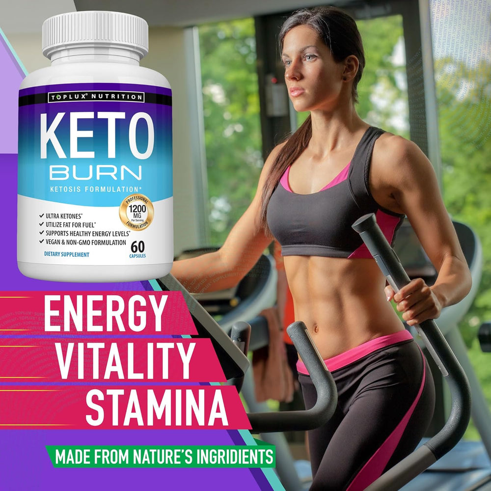 Toplux Nutrition Keto Burn 1200mg | Ketosis Formulation | Ultra Ketones | 60 Capsules | Vegan & Non-GMO | Lab Tested | Organic Wellness Hub