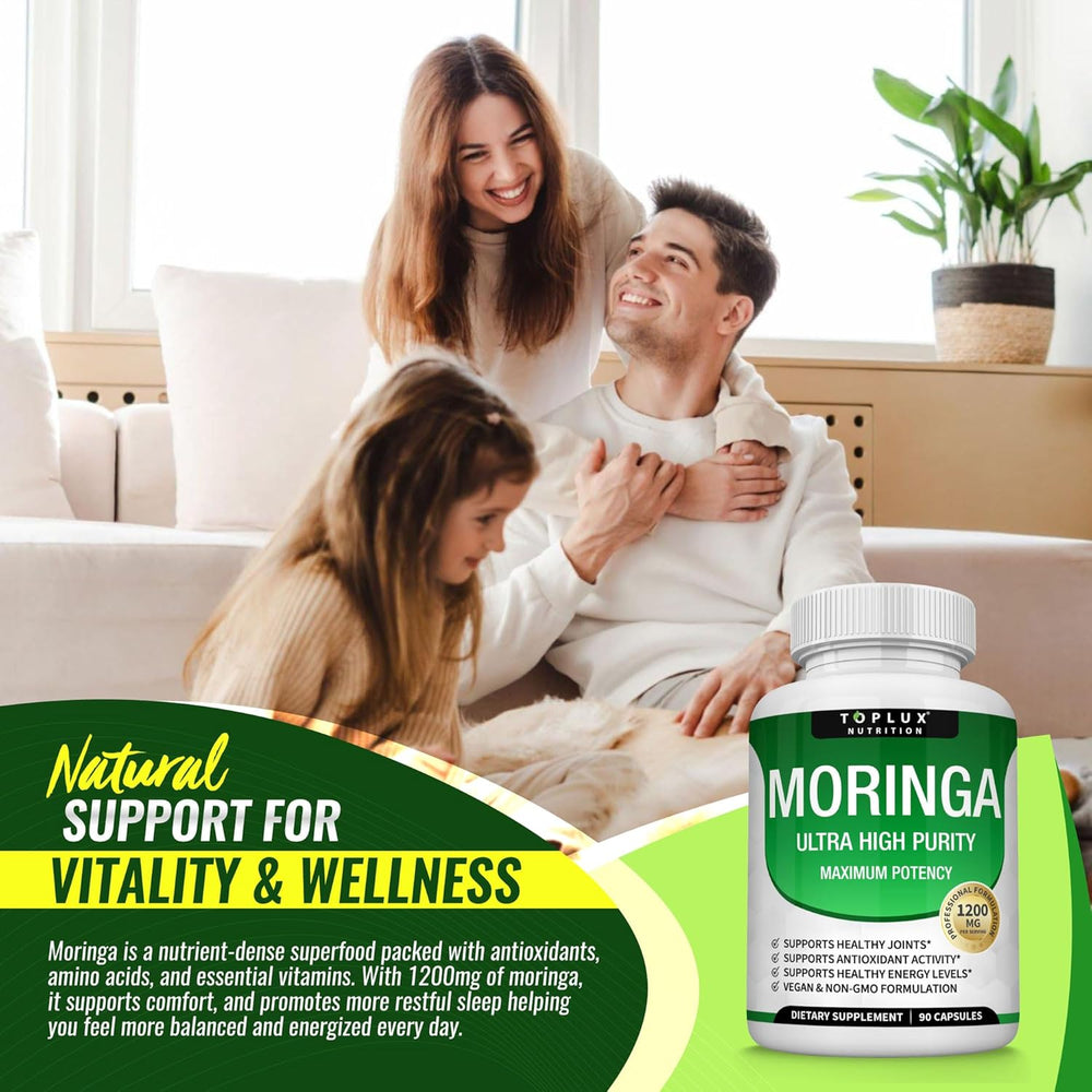 Moringa Capsules 3-Pack Bundle – 1200mg | Ultra High Purity | Vegan & Non-GMO | Lab Tested | Organic Wellness Hub