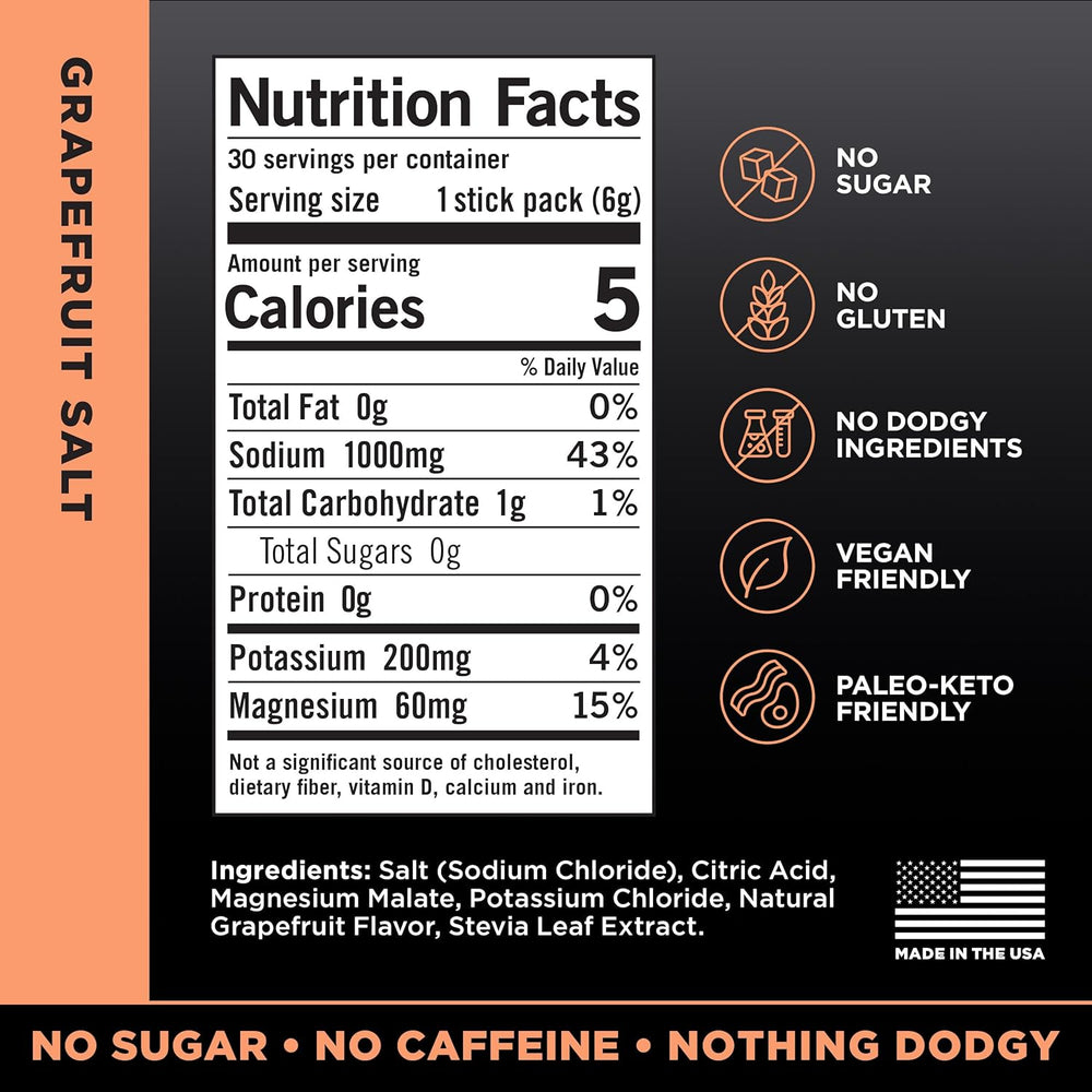 LMNT Electrolyte Drink Mix Grapefruit Salt 4x30 Stick Packs | 1000mg Sodium | No Sugar | Lab Tested | Organic Wellness Hub