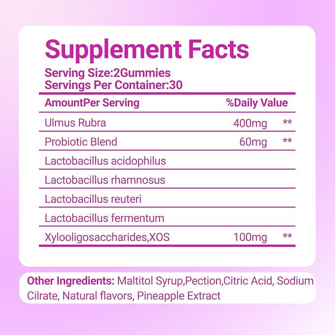 Women's Probiotic + Slippery Elm Gummies | Yeast Balance, pH Support & Vaginal Health | Pineapple Flavor | 60 Count