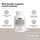 Bushaid Enzymes Digestives Regulator - Natural Digestive Support Supplement | Bloating Relief, Fat Tolerance & Light Digestion | 60 Capsules | Organic Wellness Hub