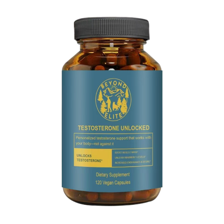 Testosterone Unlocked by Beyond Elite | Boost Muscle, T-Levels & Endurance | 120 Vegan Capsules | Lab Tested | Organic Wellness Hub
