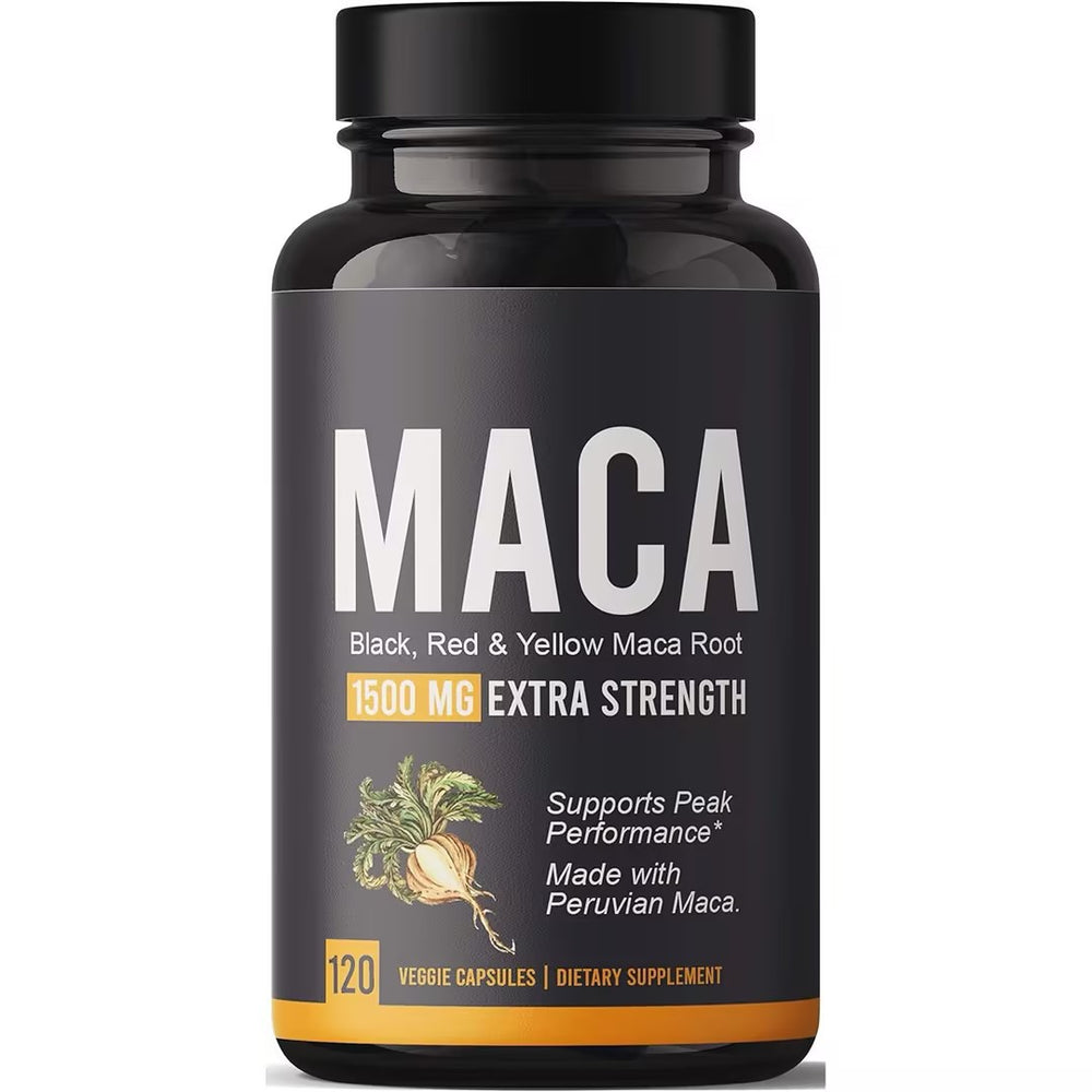 Maca Root Extra Strength 1500mg | Black Red Yellow 120 Caps