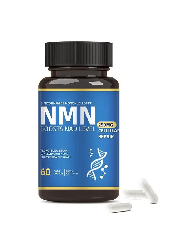 NMN 250mg Supplement — Boosts NAD+ Levels | DNA Repair | Anti-Aging | 60 Veggie Capsules – Organic Wellness Hub
