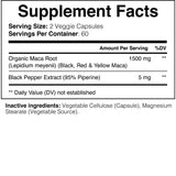 Maca Root Extra Strength 1500mg | Black Red Yellow 120 Caps