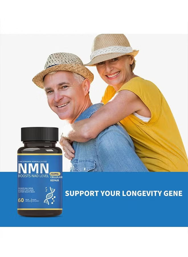 NMN 250mg Supplement — Boosts NAD+ Levels | DNA Repair | Anti-Aging | 60 Veggie Capsules – Organic Wellness Hub