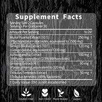 Potency Wood Male Vitality Supplement | Muira Puama, Ginkgo Biloba & Ginseng | 60 Vegetarian Capsules | Made in USA by YFSup