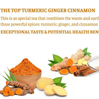 Premium Turmeric Ginger Cinnamon Tea Bags | 120 Bags 2g Each | 100% Natural and Pure | No Additives | Sugar Free | Soy Free | Gluten Free | Non GMO | Vegan | Handmade 240g