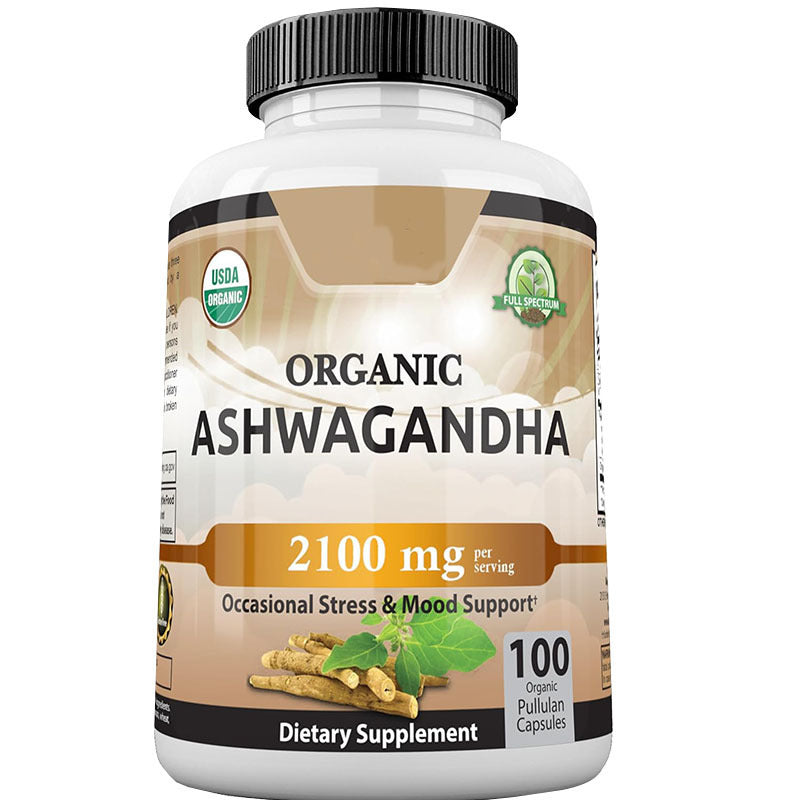 Organic Ashwagandha 2100mg Capsules - Stress, Mood & Daily Wellness Support | 100 Capsules | Organic Wellness Hub