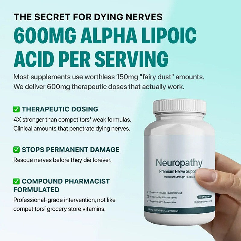 Neuropathy Premium Nerve Support Supplement - Maximum Strength Formula 120 Capsules | Organic Wellness Hub