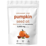 Organic Pumpkin Seed Oil Softgels 3000mg - Cold Pressed Virgin 2-in-1 Formula with Saw Palmetto | 300 Capsules | GMO-Free, Gluten-Free, Lab Tested | Organic Wellness Hub