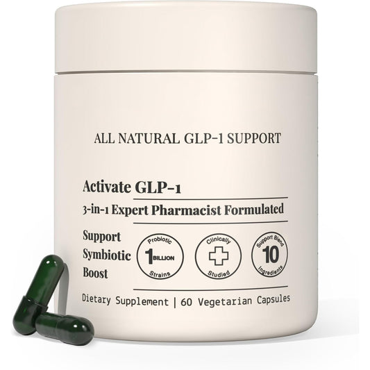 Activate GLP-1 Natural Supplement | 3-in-1 Probiotic, Symbiotic & Metabolic Boost | 1 Billion CFU | 60 Veg Capsules - Organic Wellness Hub