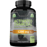 Activated Charcoal 1200mg Capsules - Coconut Shell Derived Digestive Support Supplement | 100 Veggie Capsules | Organic Wellness Hub
