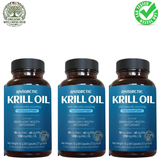 Antarctic Krill Oil 1250mg 3-Pack Bundle + Astaxanthin | 90-Day Supply | Brain, Joint & Antioxidant | Organic Wellness Hub